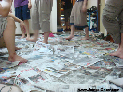 Newspaper on floor! Newspaper on floor!