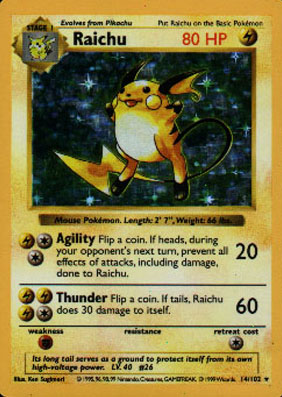 Raichu trading card! Raichu trading card!